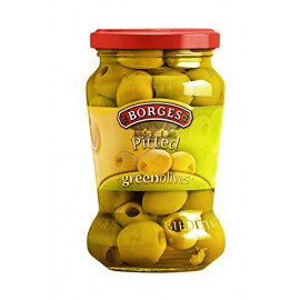 BORGES GREEN PITTED OLIVES 450G